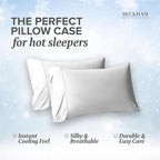 Beckham Hotel Collection Cooling Pillowcases for Hot Sleepers, Standard/Queen Size Set of 2, Cool Bedding, Envelope Closure, Silky Soft, Breathable, Moisture-Wicking, White
