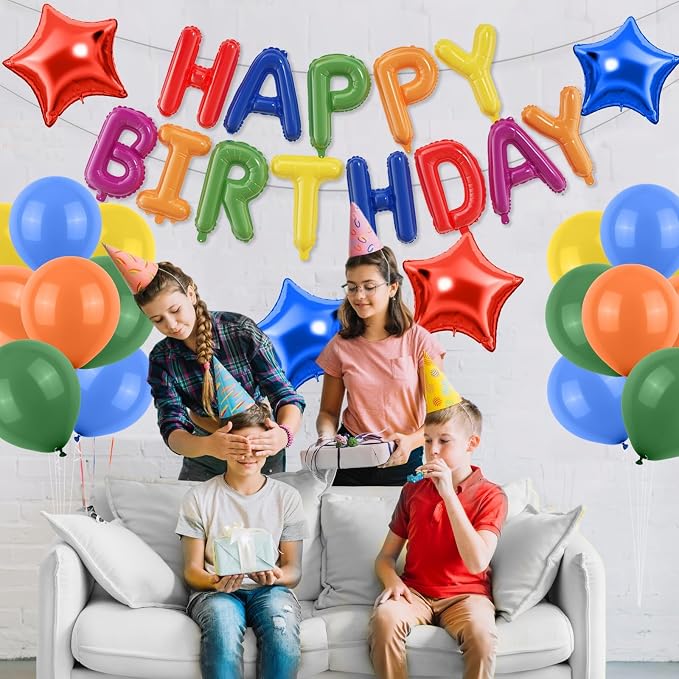 29PC Rainbow Happy Birthday Balloon Banner, 16 Inch 3D Aluminum Letter Banner - Image 5