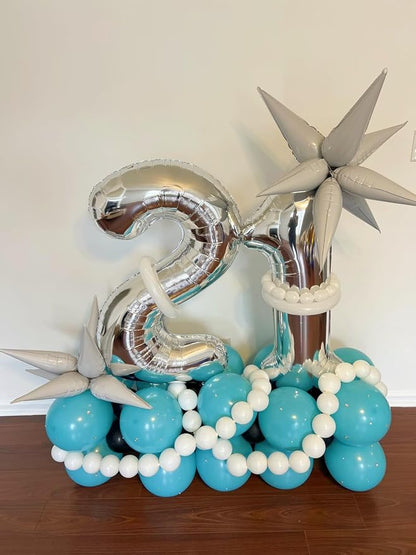 Large Number Balloons 40 Inch Silver 4 Balloon - Image 6