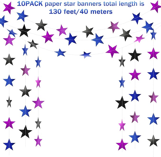 Patelai Glitter Star Garland Banner 2026 Graduation Decor 130 Feet Star Hanging - Image 2