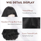 Wig with Bangs for Women | 16 Inch Layered Body Wave Synthetic Wig | Heat Resistant Yaki Fiber Natural Looking Shoulder Length Wigs | Synthetic Wig for Daily Wear - Natural Black