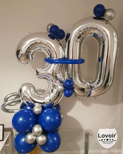 Silver 35 Number Balloons, 40 Inch Giant Number 35 Balloons Foil Mylar Helium - Image 5