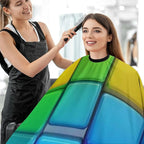 Soft Professional Hair Cutting Cape with Adjustable Closure Barber Cape Rainbow Colorful Blocks