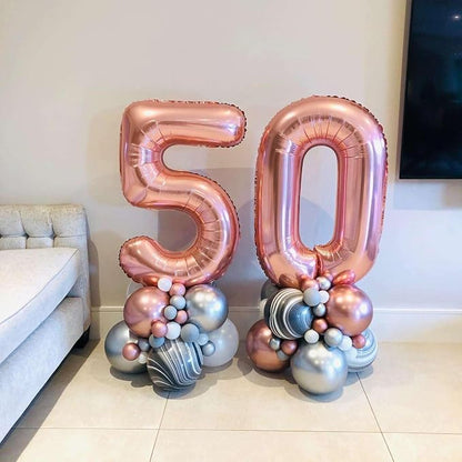 Rose Gold 50 Number Balloons, 40 Inch Giant Number 50 Balloons Foil Mylar - Image 6