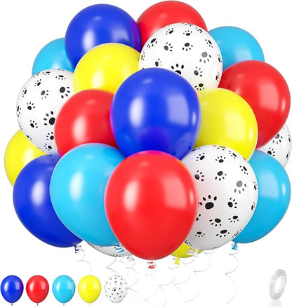 Dog Paw Balloons, 12 Inch Dog Paw Print Latex Balloons Red Yellow Blue Royal by BIAPIAN