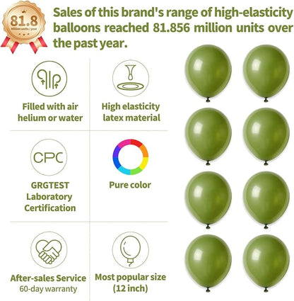 110pcs Olive Green Balloon 12 Inch, Olive Green Latex Balloons - Image 2