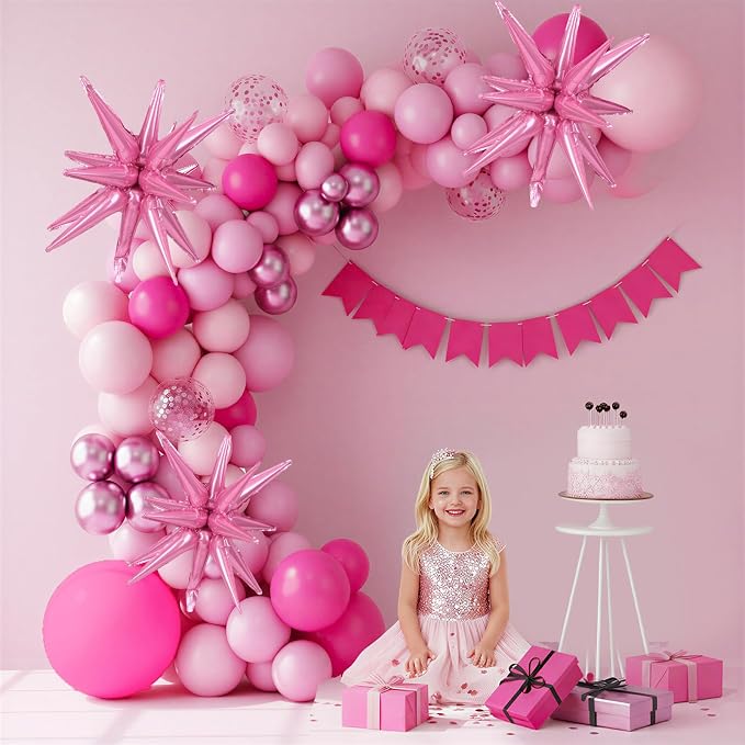 RUBFAC Pink Balloon Arch Kit, Star Latex Balloons - Image 7