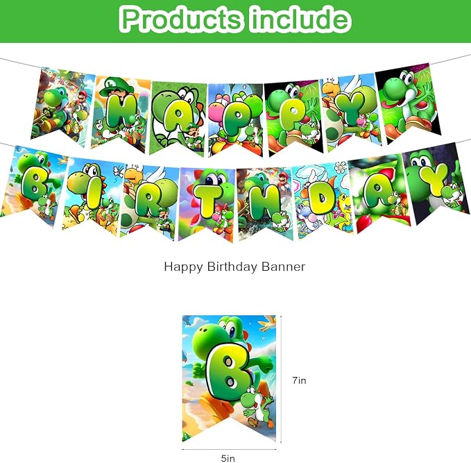 Yoshii Party Decorations, Cartoon Yoshii Birthday Party Supplies - Image 2