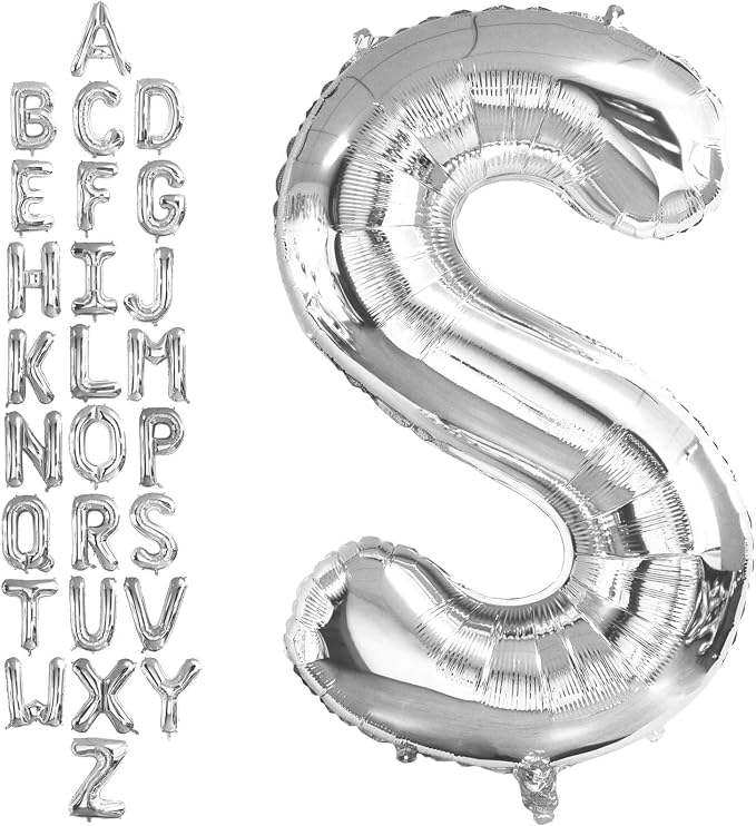 40 Inch Silver Letter S Balloons, DIY Phrase Foil Alphabet Letter S Balloons by LHOAVWE
