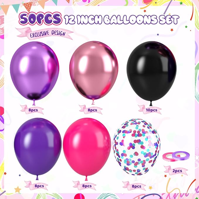 Purple Pink Black Balloons - Image 2