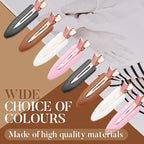 D 8 Pcs No Bend No Crease Hair Clips - Flat Makeup Clip for Women and Girls - Creaseless Hair Clips for Hairstyling Bangs Salon Rose Gold Handle - Black white Pink Brown