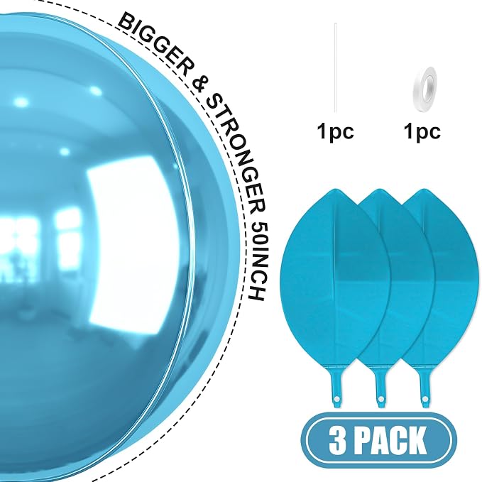 50 Inch Giant Light Blue Round Foil Balloons - Image 3