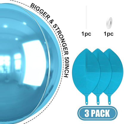 50 Inch Giant Light Blue Round Foil Balloons - Image 3