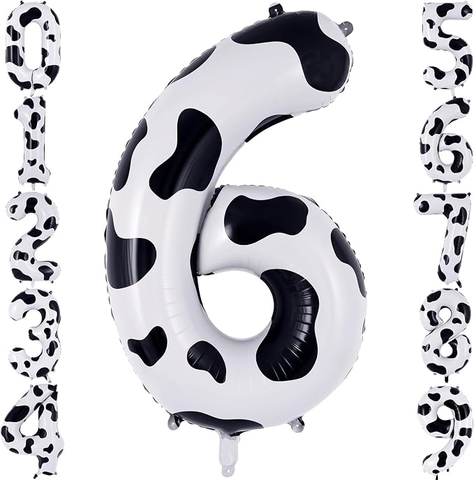 40" Cow Print Foil Number 6 Balloon by TNCDJKPA