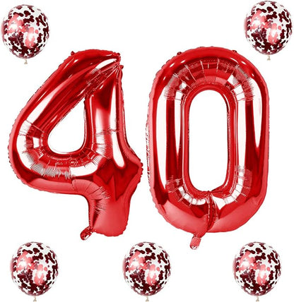40th Birthday Balloons for Women, 40 Inch Giant Red Foil Number 40 Balloons - Image 8