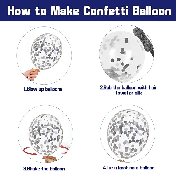 Zesliwy Navy Blue White Silver Balloons Kit, Party | Dark Blue Silver - Image 4