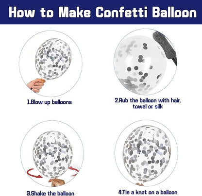 Zesliwy Navy Blue White Silver Balloons Kit, Party | Dark Blue Silver - Image 4