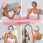 Adjustable Silk Satin Hair Bonnet for Sleeping Women, Double Layer, Silk Hair Wrap for Sleeping Women Men, Curly Natural Braid Straight Unisex - Green