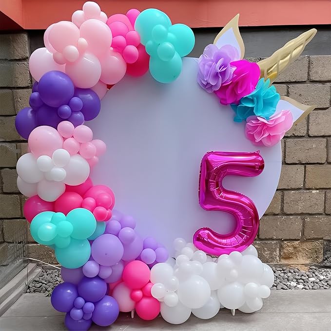 HILAVO Pink Purple Balloon Arch Kit 130 Pcs Blue Purple Pink Party Balloons - Image 3