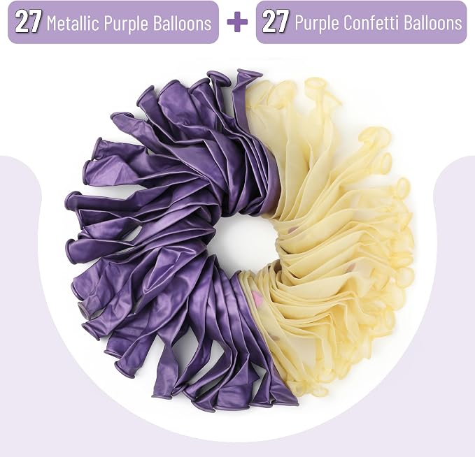 Mr. Pen- Purple Confetti Balloons, 12 Inch, 54 Pack | Latex Metallic Purple - Image 2