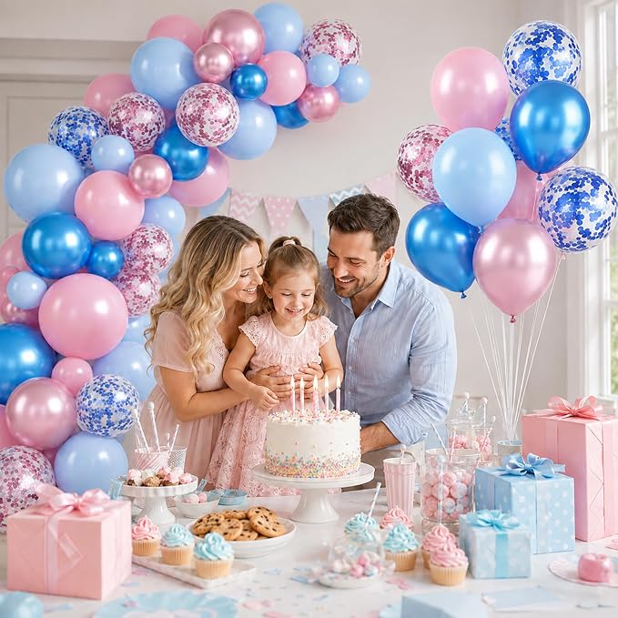 Pink Blue Balloons Pastel Blue and Pink Confetti Balloons Gender Reveal Boys or - Image 6