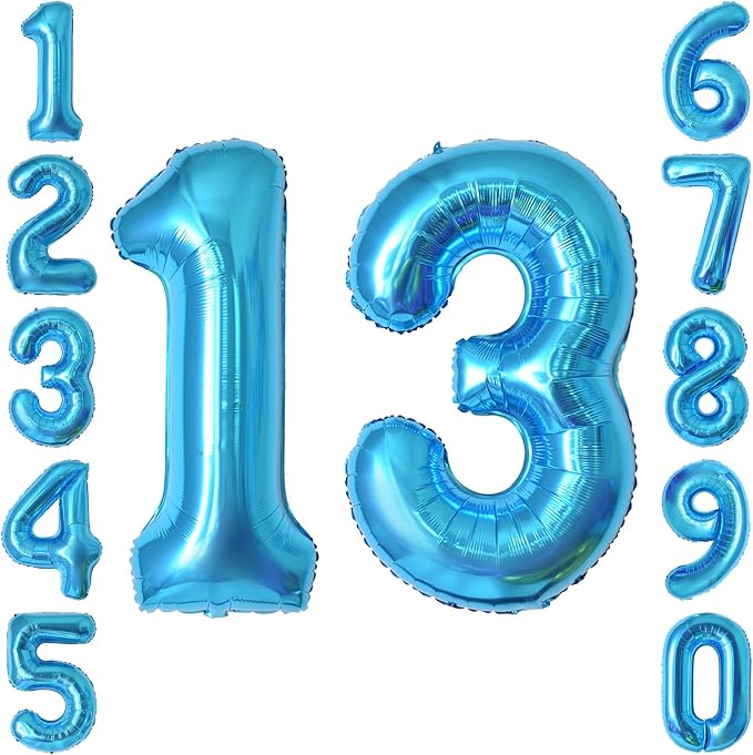 Light Blue Number 13 Balloon 40 Inch, Shiny Foil Numeral by Unknown
