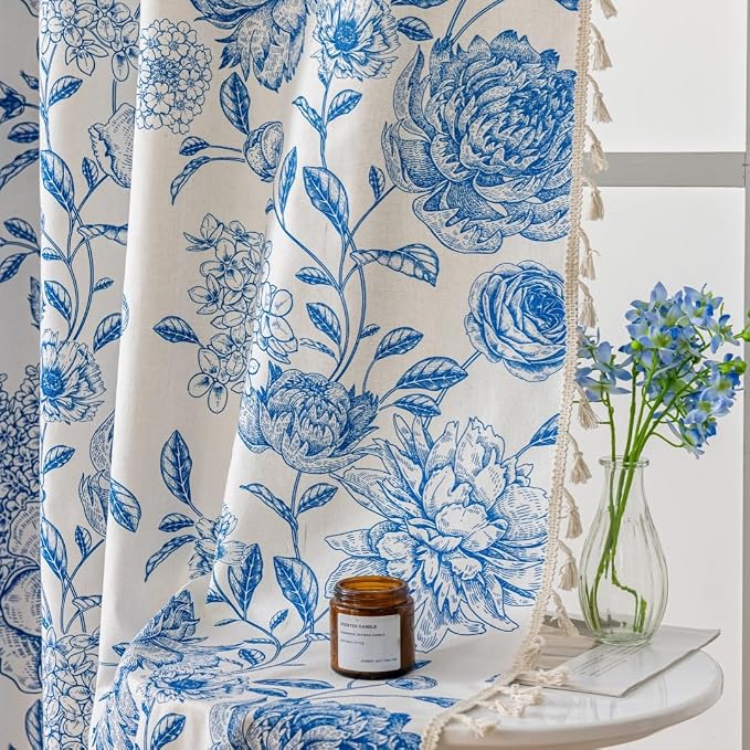 F-CHU Boho Curtains for Living Room 96 Inch Length French Country Floral Drapes - Image 4
