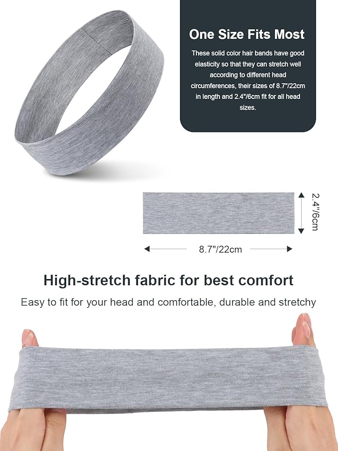 DRESHOW 8 Pack Headbands for Women Yoga Knotted Headbands Elastic Criss Cross Hair Accessories Sports Head Wrap Non Slip