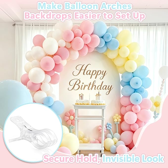10 Pack Clear Backdrop Clips for Balloon Arch, 3.5" Spring Clamps | No-Slip Grip - Image 5