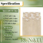 RUNATURE Blonde Clip in Hair Extensions Real Human Hair 18 Inch 120g 7pcs Real Hair Extensions Clip Ins Human Hair Extensions Clip in Double Weft Straight Hair #60 Platinum Blonde