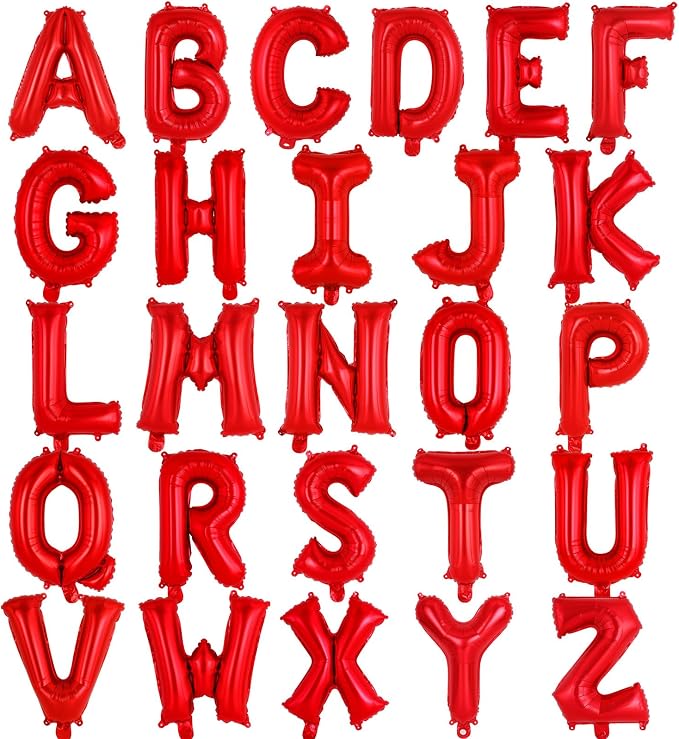 26 Pcs Red Letter Balloons, 16 Inch Foil Alphabet Letter Balloons, Letter A-Z by YOTHORN