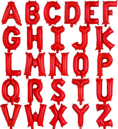 26 Pcs Red Letter Balloons, 16 Inch Foil Alphabet Letter Balloons, Letter A-Z by YOTHORN