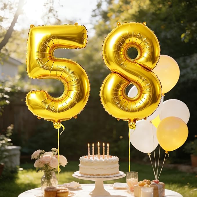 40 Inch Number 58 Balloons for 58th Birthday Party Decorations, 0-100 Gold - Image 3