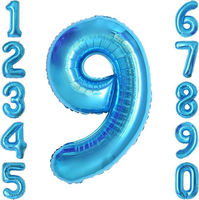 Light Blue Number 9 Balloon 40 Inch, Foil Numeral by Unknown