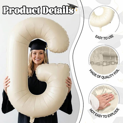 Biapian 40 Inch GRAD Balloons, Cream Letter Balloon, Large Banner - Image 3