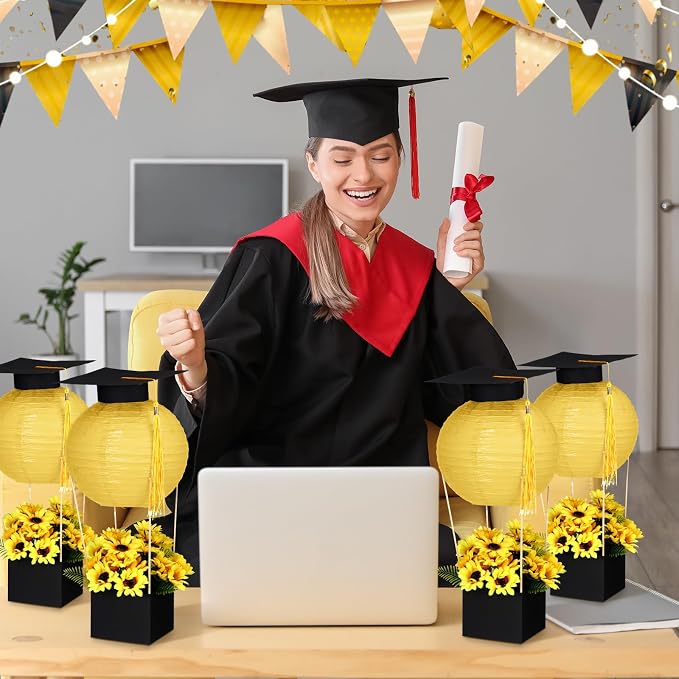 Silipull 6 Sets Graduation Table Centerpieces Hot Air Balloon Party Decorations - Image 2