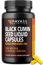 Cold Pressed Black Seed Oil Capsules - 1500mg Black Cumin Supplement for Immune Function, Digestive Support & Overall Health - Hair & Skin Superfood - Nigella Sativa - 1 Month Supply, Unflavored