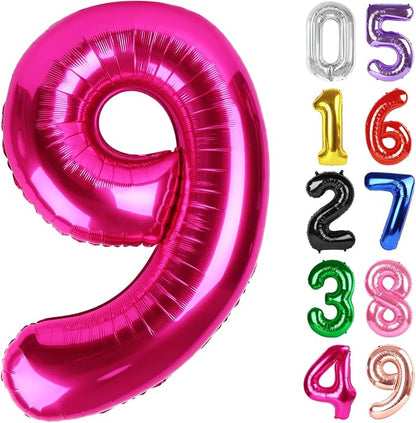 Hot Pink Number 9 Balloon 40 Inch, 9th Birthday Decorations Men Women | Foil by IWERP