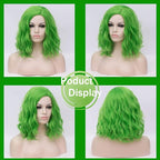BUFASHION 14" Women Short Lime Green Kinky Straight Cosplay Synthetic Wigs With Air Bangs 46 Colors Available (Lime Green)