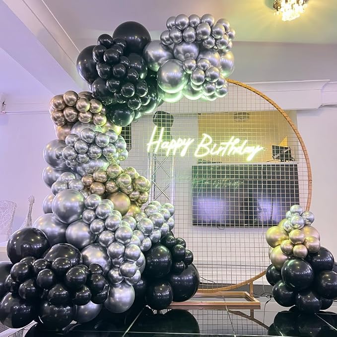 KBZVNAF Black Gold Silver Latex Balloons 60 Packs 12 Inch | Black Metallic - Image 7