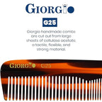 Giorgio G25 FineTooth and WideTooth Pocket Comb - Hair Styling Comb for Men and Women, Handmade Beard Combs for Men, Barber Combs, for Grooming,Saw Cut and Polished (Tortoiseshell)