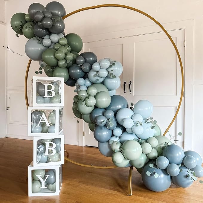 Blue and Green Balloon Arch Kit 107Pcs Dusty Blue Sage Green Balloons Garland - Image 4
