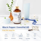 HIQILI Black Pepper Essential Oil for Aromatherapy & Diffuser - Natural Spicy & Warming Scent - Therapeutic Grade - 3.38 Fl Oz