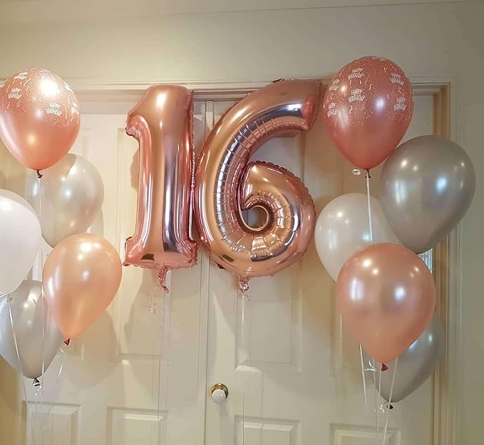 Rose Gold 17 Number Balloons, 40 Inch Giant Number 17 Balloons Foil Mylar - Image 6