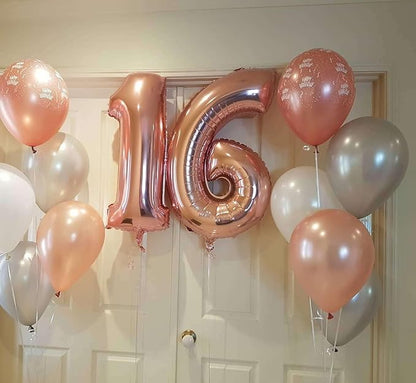 Rose Gold 17 Number Balloons, 40 Inch Giant Number 17 Balloons Foil Mylar - Image 6