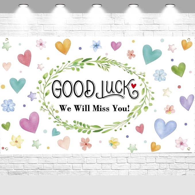 Colorful Good Luck We Will Miss You Backdrop Banner Photography Background by SMENGGIL