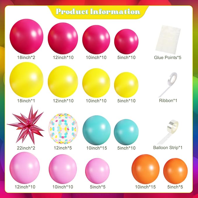 Rainbow Colorful Balloons Arch Kit - Image 5
