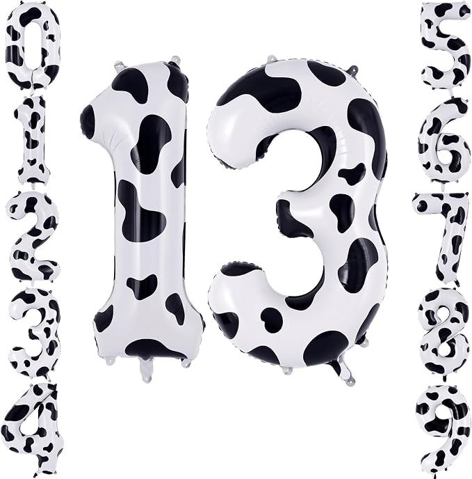 40 Inch Cow Print Number 13 Balloon by TNCDJKPA