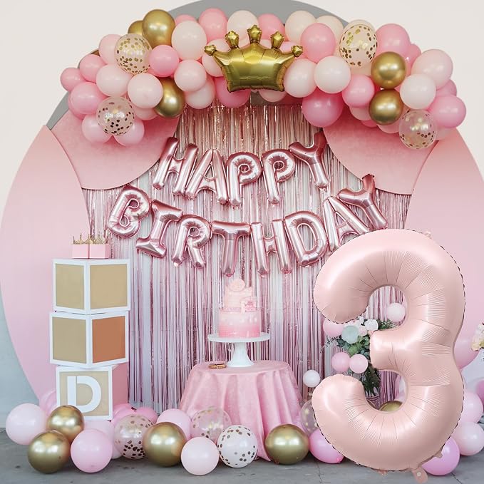 Pink Number 3 Balloon, 40 Inch Giant Pastel Light Pink Number Balloons 0-9 - Image 6