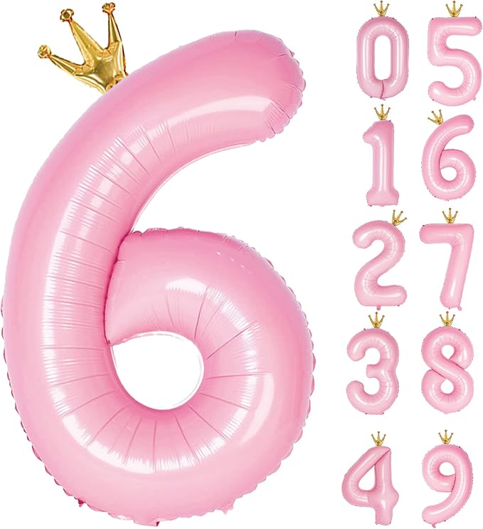 Giant Light Pink Number 6 Balloon by GifloonOfficial